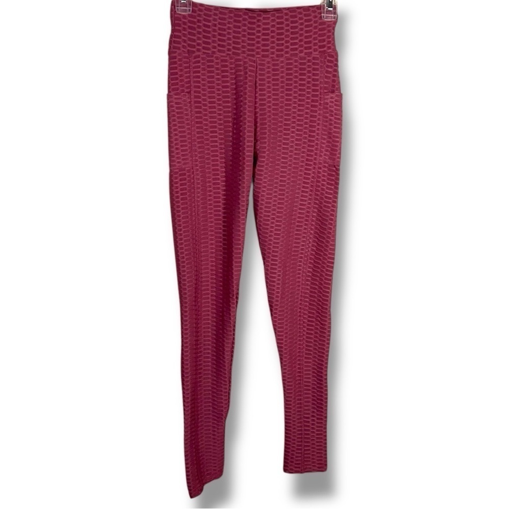 NEW S/M New Mix Mauve Pink Leggings Stretch Pull On Textured Casual